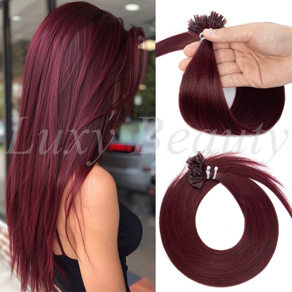Pure Beauty Hair & Makeup - Natural Burgundy U Tip Hair Extensions