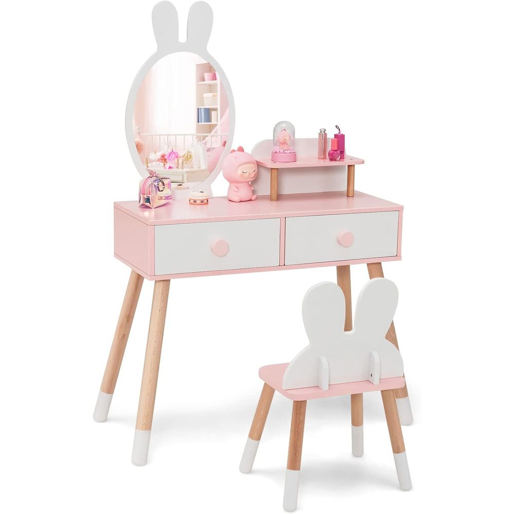 Beauty Makeup Vanity Set - EY Kids Vanity, Rabbit Themed Toddler