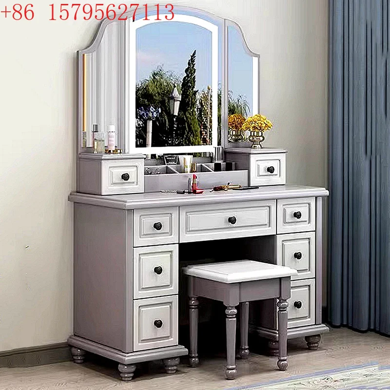 Beauty Makeup Vanity Set - Full Set Aesthetic Vanity Table Storage