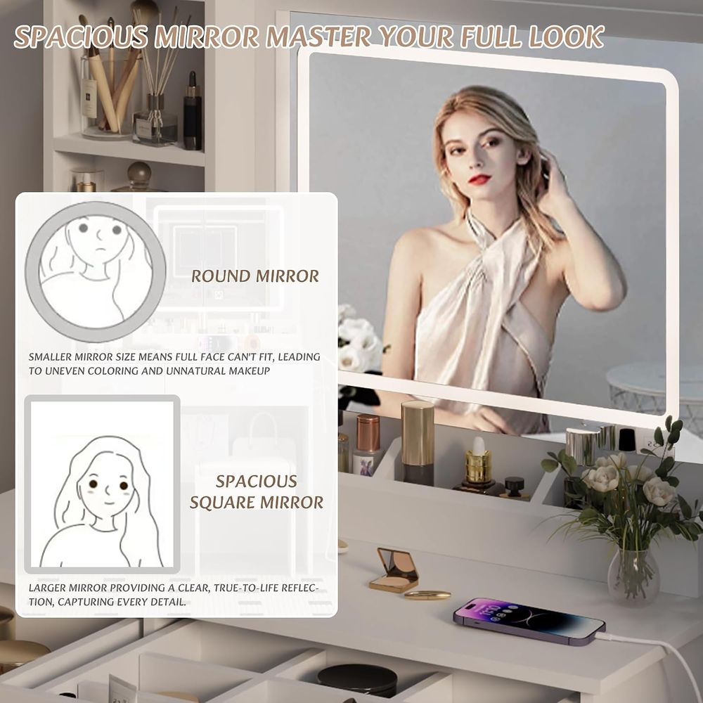 Dring Table Set, Large Storage - огляд і ціна Beauty Makeup Vanity Set