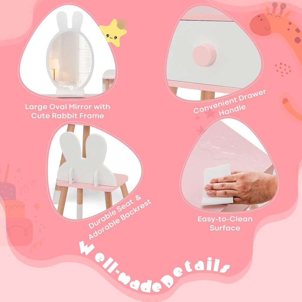 EY Kids Vanity, Rabbit Themed  - огляд і ціна Beauty Makeup Vanity Set