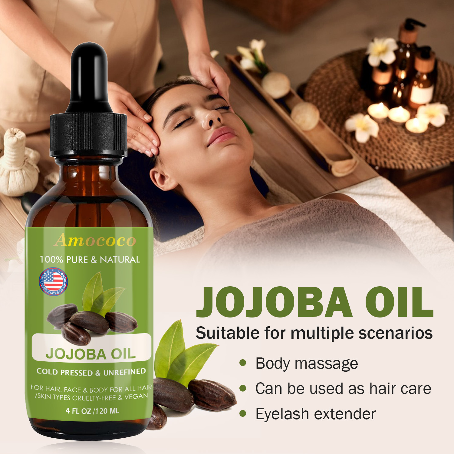 Amococo 2pcs Jojoba Oil and Ro - огляд і ціна Pure Beauty Hair & Makeup