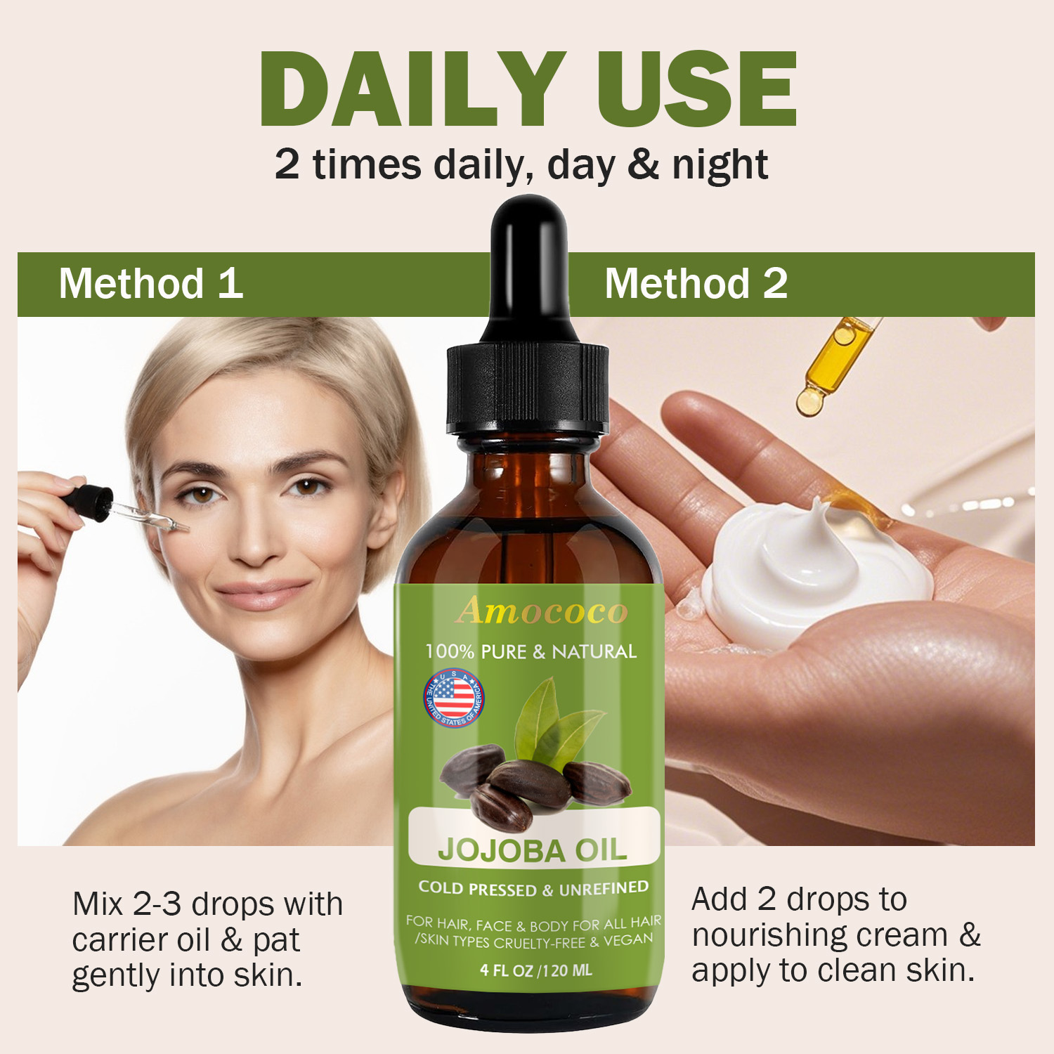 Amococo 2pcs Jojoba Oil and Ro - огляд і ціна Pure Beauty Hair & Makeup